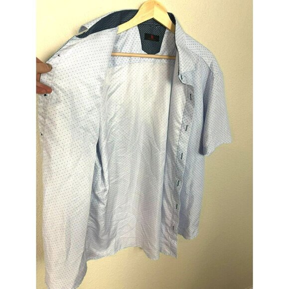 BC Collection Button Up Shirt Mens Size Large Blue White Blue Short Sleeve - Picture 4 of 11